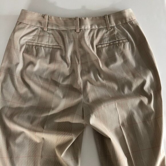 Anne Klein Vintage Check Pants in Polyester/Rayon Blend Tan, White, Orange Sz 8 - Picture 10 of 14